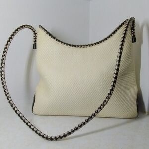 Etienne Aigner Shoulder Bag Woven Straw Burgundy cream